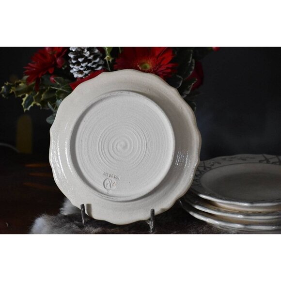 MPM Mick Morgan‎ Studio Pottery salad plates Glazed Stoneware Tan purple - Picture 5 of 9